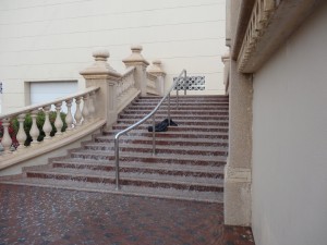 A dangerous waterfall that spontaneously formed on the stairs at AUS.